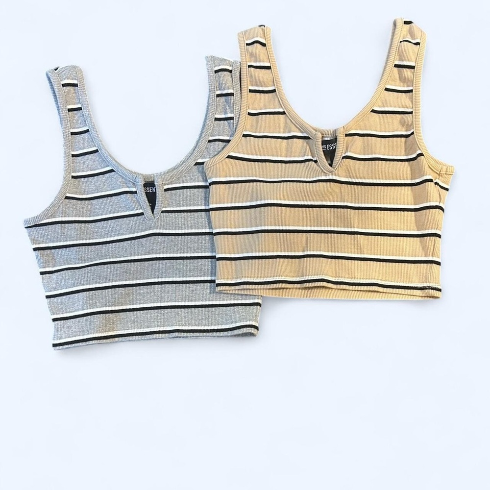 H&M Women's Striped Tank Tops - Gray and Tan
